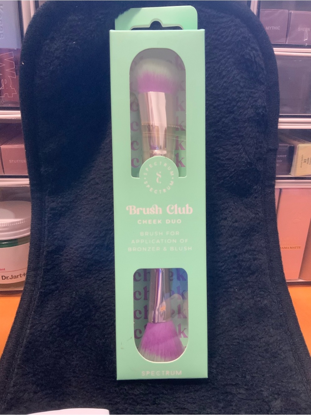 Cheek Duo Brush - Mint Handle with Purple Bristles